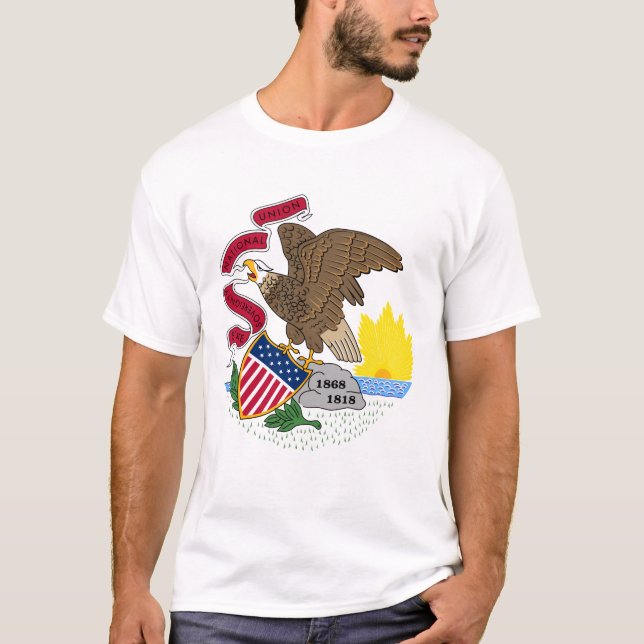T-shirt Armoiries de l'Illinois, drapeau de l'État américa (Devant)