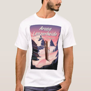 T-shirt Arosa Lenzerheide, poster suisse de ski.