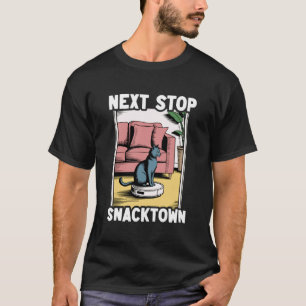 T-shirt Arrêt Suivant Snacktown Chat Sur Aspirateur Robot 