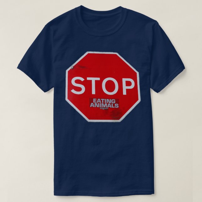 T-shirt Arrêter de manger Animaux végétariens signe de rou (Design devant)