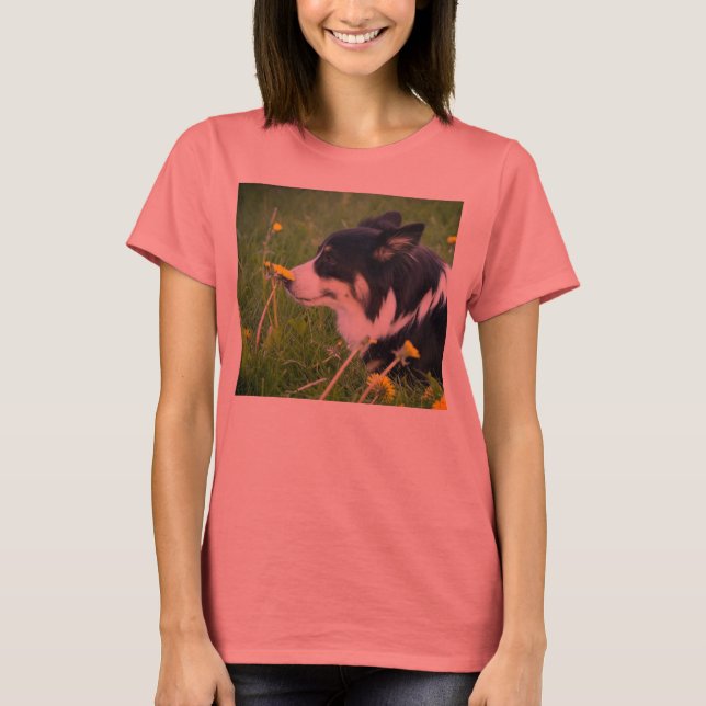 T-shirt Arrêter et sentir les fleurs, personnalisable (Devant)