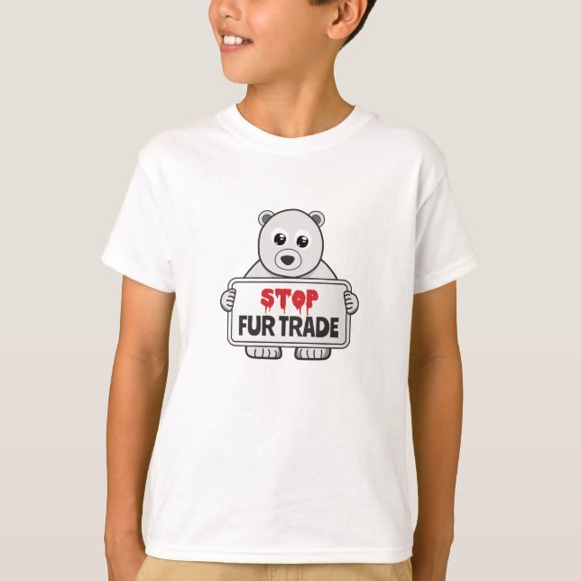 T-shirt Arrêter le commerce de fourrures Sad Ours Polaire (Devant)