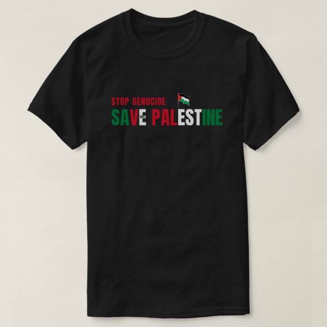 T-shirt Arrêter le génocide Enregistrer le drapeau palesti (Design devant)