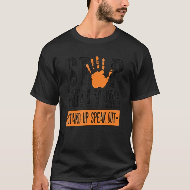 T-shirt Arrêtez D'Agresser Orange Reposez-Vous Pour Parler (Devant)