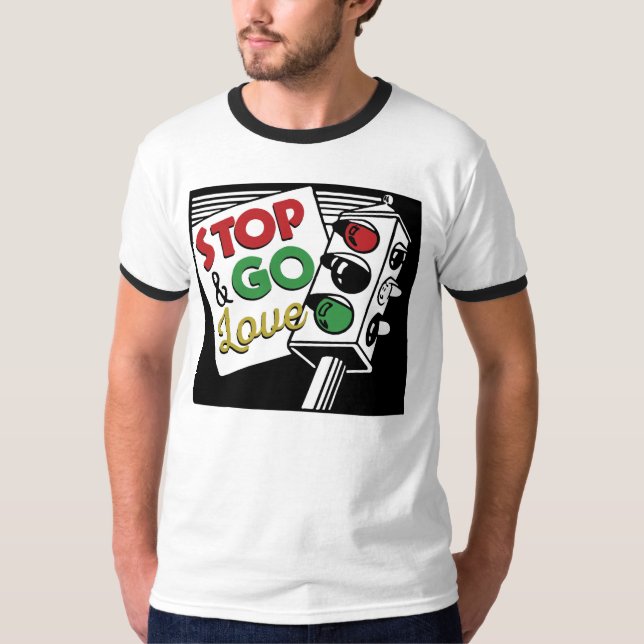 T-shirt Arrêtez et allez la pièce en t des hommes d'amour (Devant)