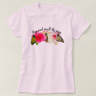 T-shirt Arrêtez Et Sentez La Chemise Rose
