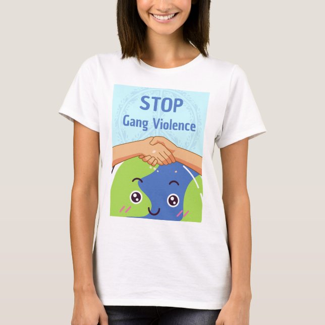 T-shirt Arrêtez la poignée de main de la violence des gang (Devant)