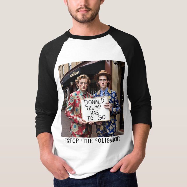T-shirt Arrêtez l'oligarchie et la tromperie de Trump (Devant)