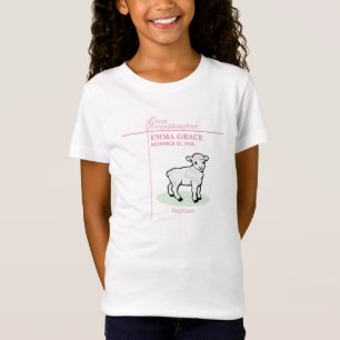 T-Shirt Arrière-petite-fille Baptême Rose Fille Agneau