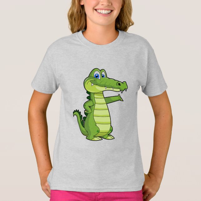 T-shirt Arrière - plan d'alligator de dessin animé (Devant)