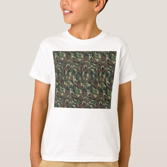 T-shirt Arrière - plan de Camouflage de forêt militaire (Devant)