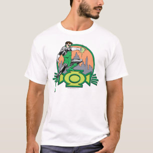 T-shirt Arrière - plan et logo verts de ville de lanterne