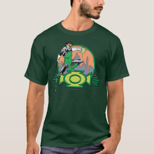 T-shirt Arrière - plan et logo verts de ville de lanterne
