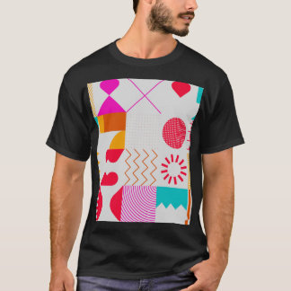 T-shirt arrière - plan géométrique tendance des années 80-