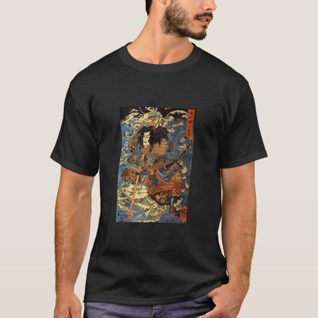 T-shirt Arrow Japonaise Rétro Blessé Samurai Riding Sea Cr (Devant)