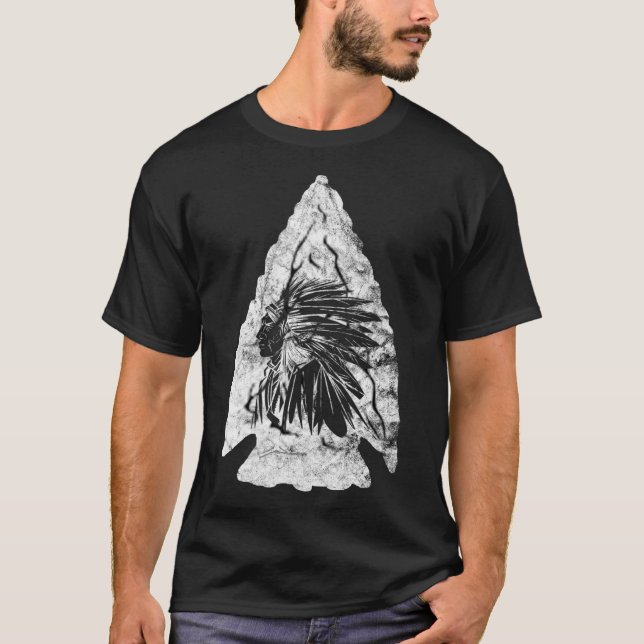 T-shirt Arrowhead Hunter Indian Chief Relic Hunter Native (Devant)