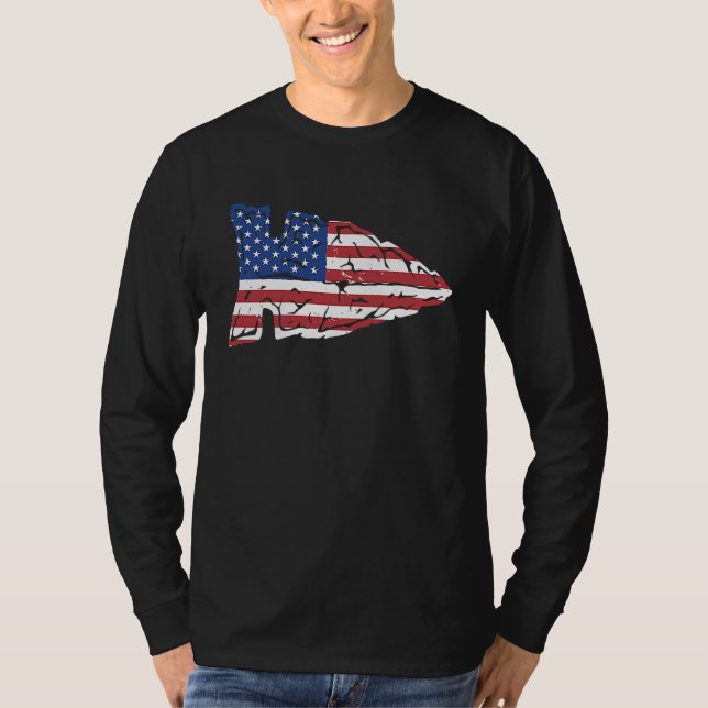 T-shirt Arrowhead Hunting USA Flag Arrowhead Hunter (Devant)