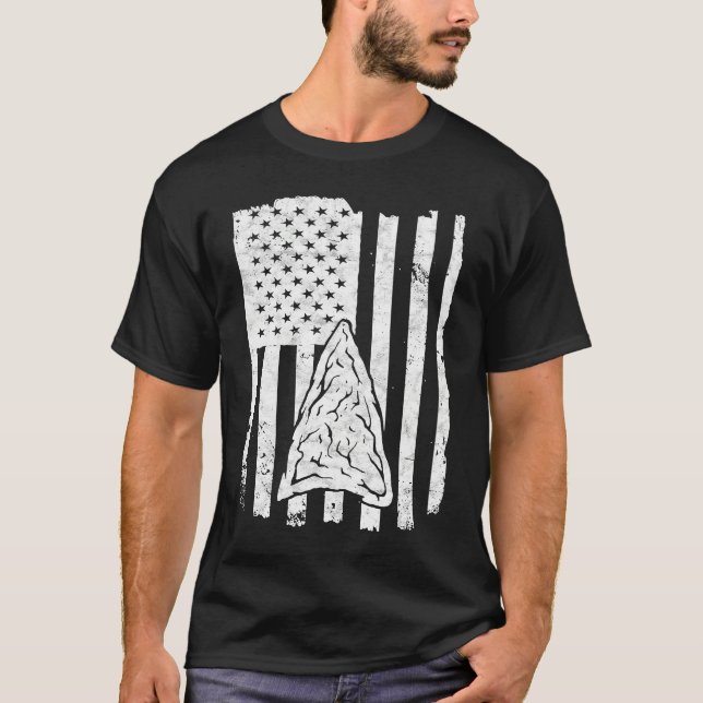 T-shirt Arrowhead Hunting USA Flag Arrowhead Hunter  1 (Devant)