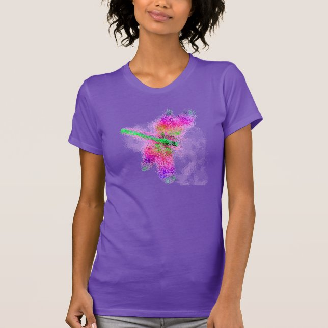 T-shirt Art absolu de la libellule rose gras (Devant)