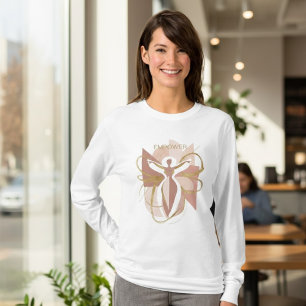 T-shirt Art Abstrait Moderne Féminin Or et Rose Empower