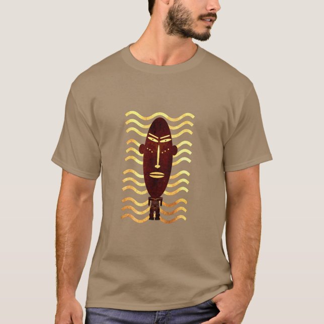 T-shirt Art abstrait moderne silhouette visage primitif (Devant)
