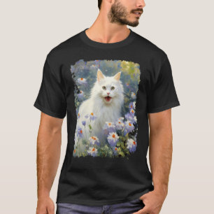 T-shirt Art acrylique chat blanc