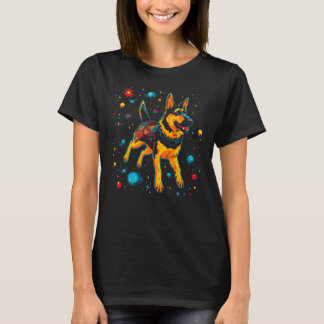 T-shirt Art Allemand Berger Chien Espace extra Galaxie