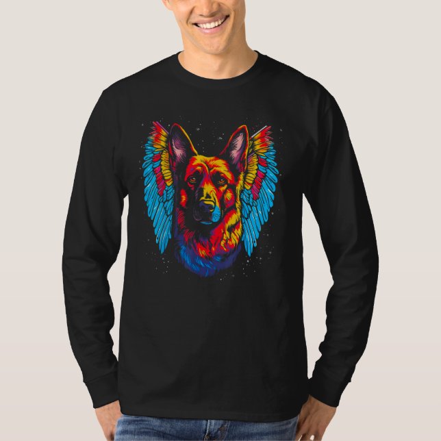 T-shirt Art Angel Wings German Shepherd Dog (Devant)