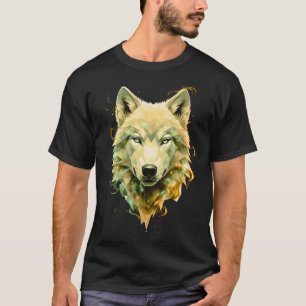 T-shirt Art animalier géométrique mystique Loup cosmique