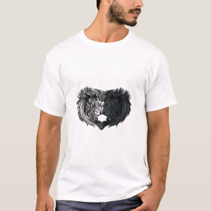 T-shirt Art animalier Yin Yang, Bataille de Lions