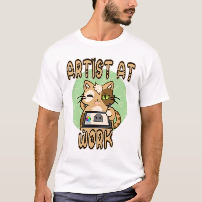 T-shirt Art at work cute cat design (Devant)