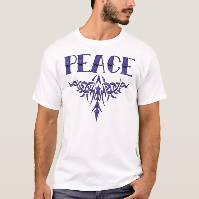 T-shirt Art bleu de paix de tatouage (Devant)