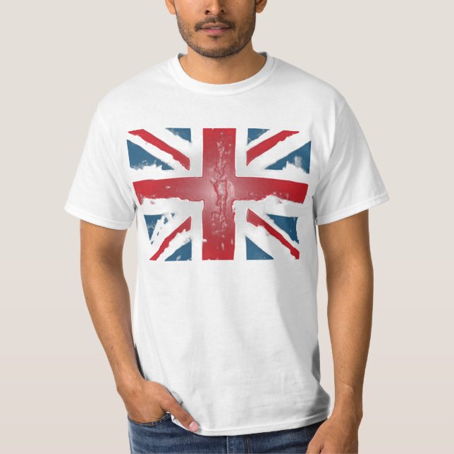 T-shirt Art britannique de cire d'abrégé sur drapeau (Devant)