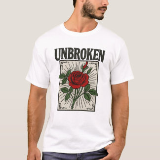 T-shirt Art brodé Rose ininterrompu