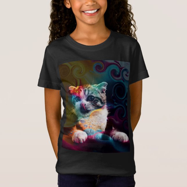 T-Shirt ART CHAT COLORÉ ET TENDANCE AMUSANTE (Devant)