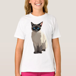 T-shirt Art Chat Siamese Bleu Amoureux des chats Enfants