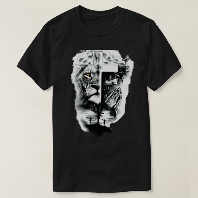 T-shirt Art chrétien jésus la croix Lion de judah Classi (Design devant)