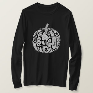 T-shirt Art Citrouille noir et blanc complexe - Halloween