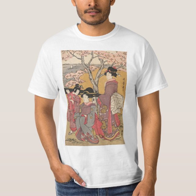 T-shirt Art classique japonais de dame de geisha (Devant)