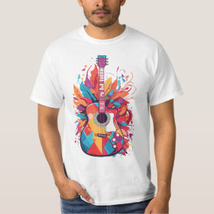T-shirt Art Clip de guitare coloré avec IA Genera