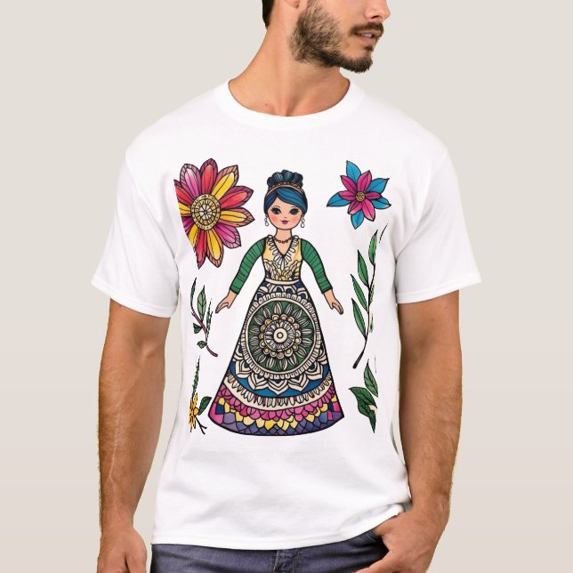 T-shirt Art Coloré - Boho Spirituel Fleur Motif de concept (Devant)