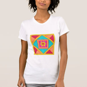 T-shirt Art coloré de bloc d'édredon de patchwork