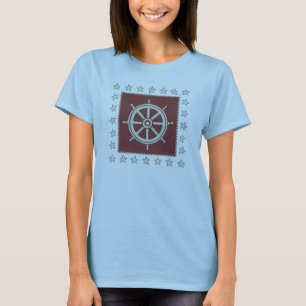 T-shirt Art côtier   Roue d'expédition en rouge