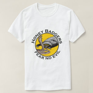 T-shirt Art d'animal jaune effrayant de blaireaux miel san