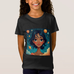 T-Shirt Art de beauté céleste Imprimer - Dreamy Space Girl