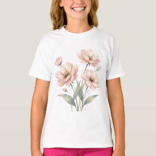 T-shirt Art de bouquet aquarelle floral rose pâle