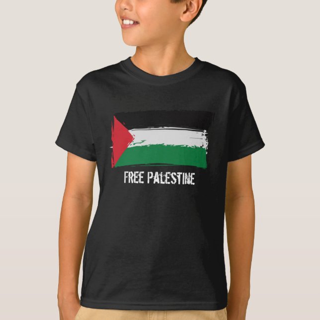 T-shirt Art de brosse de drapeau de la Palestine - (Devant)