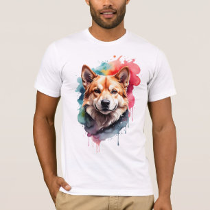 T-shirt Art de chien aquarelle vibrant Compagnon fidèle