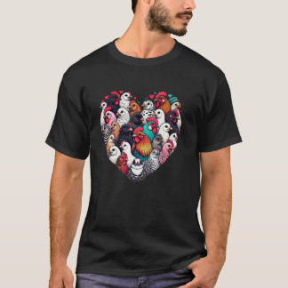 T-shirt Art de cœur de poulet mignon