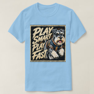 T-shirt Art de football de schnauzer « Jouer intelligent,